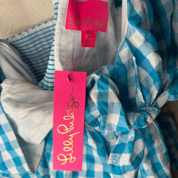 NWT Lilly Pulitzer Sarafina Short Sleeve Top Women’s Size 10 Turquoise Oasis - Picture 9 of 12